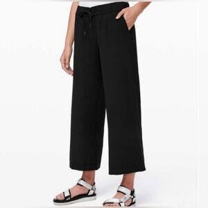 Lululemon On The Fly Black Cropped Wide Leg Lounge
Pants with Drawstring Waist